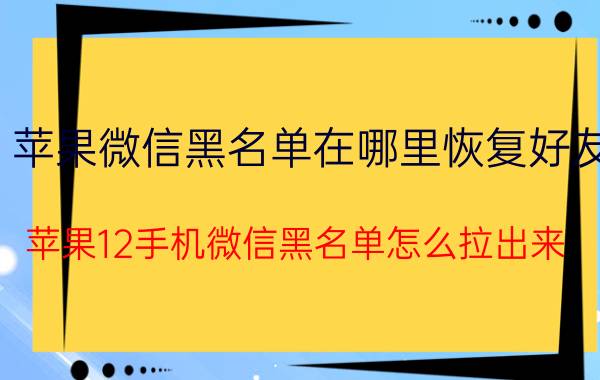 苹果微信黑名单在哪里恢复好友 苹果12手机微信黑名单怎么拉出来？